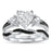 His Hers Silver Titanium TRIO Wedding Engagement Ring Set