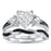 His Hers Silver Steel Black Wedding Rings Set