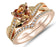 Heart Cut Simulated Morganite CZ Wedding Engagement Ring Set for Women