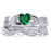 Heart Cut Simulated Emerald CZ Wedding Engagement Ring Set for Women