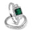 Emerald Green Halo Wedding Ring Set