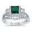 His and Her Sterling Silver Emerald Green Wedding Engagement Rings Set