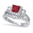 Ruby Red Bridal Wedding Engagement Ring Set
