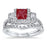 Ruby Red His and Hers TRIO Wedding Ring Set
