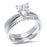 His and Hers Silver Titanium Trio Wedding Ring Set