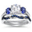 His and Her Simulated Blue Sapphire Sterling Silver Wedding Engagement Ring Set