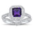 Purple Amethyst Wedding Engagement Ring Set Women
