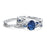 Oval Cut Sterling Silver Simulated Blue Sapphire Wedding Engagement Ring Set for Women