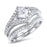 1/2 Carat Vintage Sterling Silver CZ Wedding Engagement Ring Set for Women