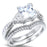 1 Carat Princess Cut Sterling Silver CZ Wedding Engagement Ring Set for Women
