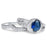 His and Her Blue Sapphire Sterling Silver Titanium Wedding Ring Set