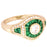 His and Hers Wedding Set 14K Gold Plated Silver Emerald Green
