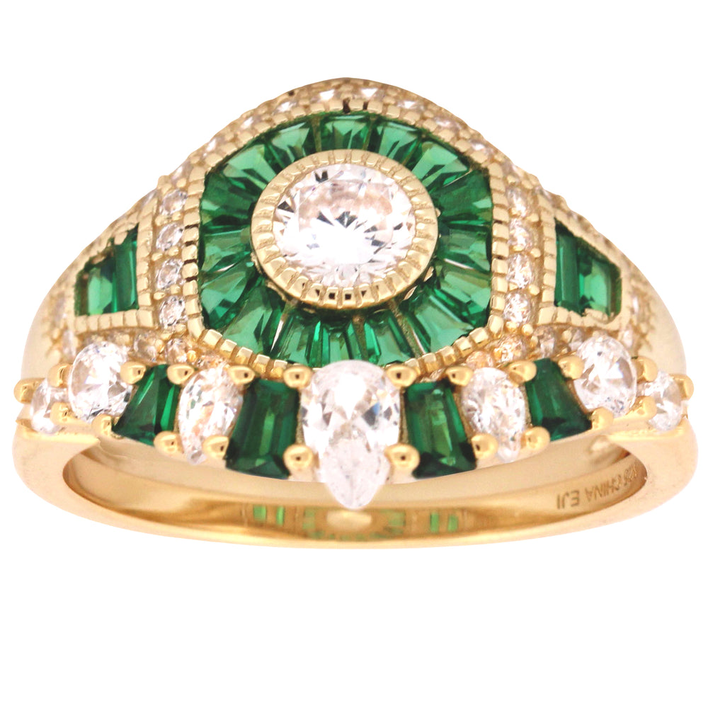 1 Carat Solitaire Green Emerald CZ Wedding Engagement Ring Set 14K Gold Over Sterling Silver 6