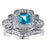 His and Her Wedding Ring Set Vintage Princess Cut Simulated Blue Topaz Sterling Silver